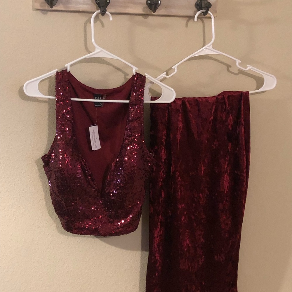 Super fun sequin shirt and suede skirt!